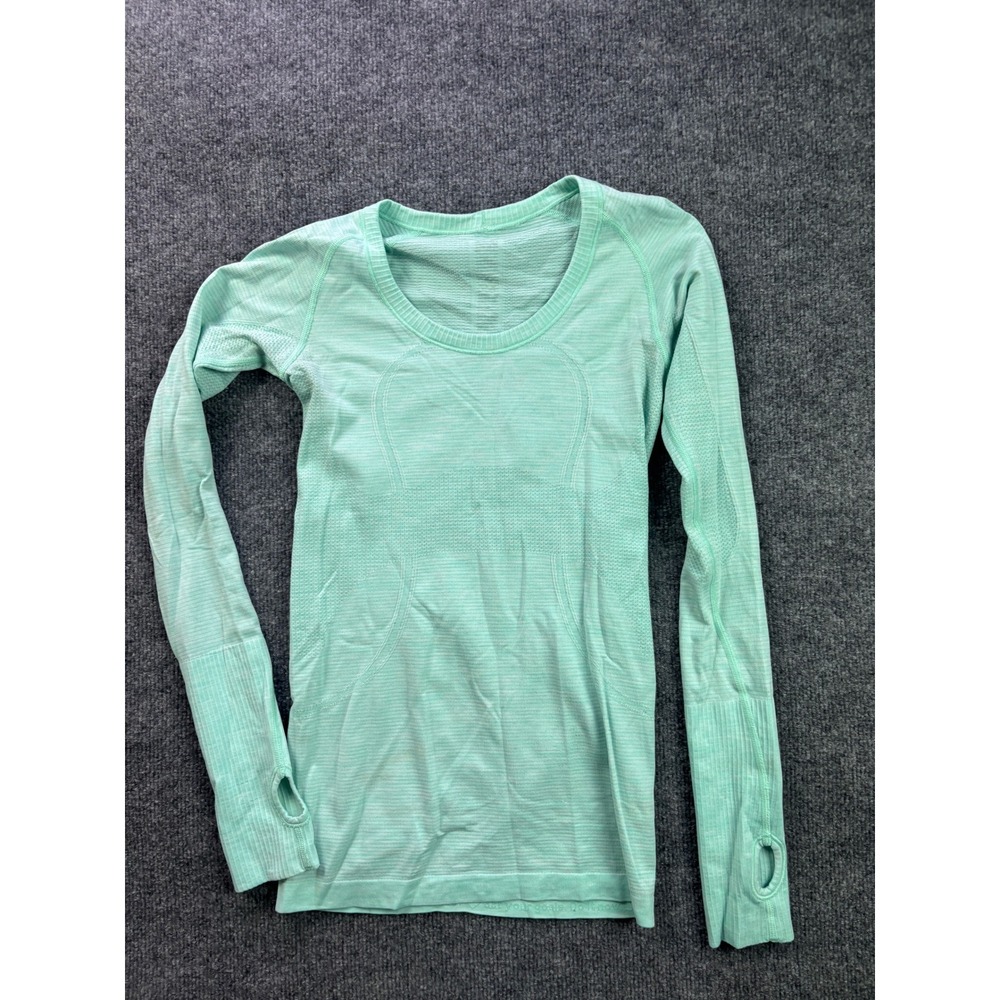 Lululemon Swiftly Tech Long Sleeve Women 4 Mint Green Space Dye Crewneck Top